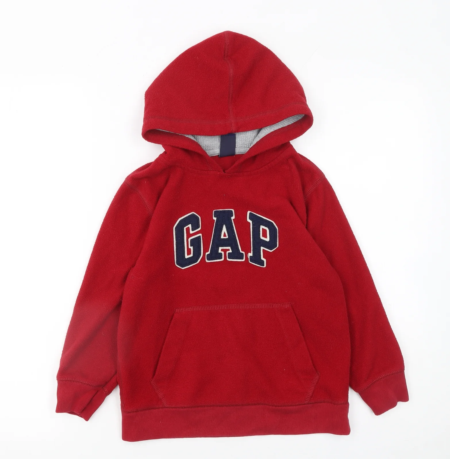 GAP Boys Red Fleece Pullover Hoodie 6-7 Years with Logo Front