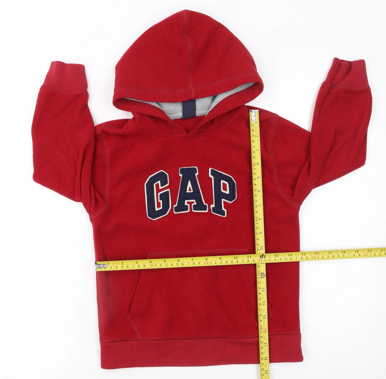 GAP Boys Red Fleece Pullover Hoodie 6-7 Years with Logo Front - Image 2