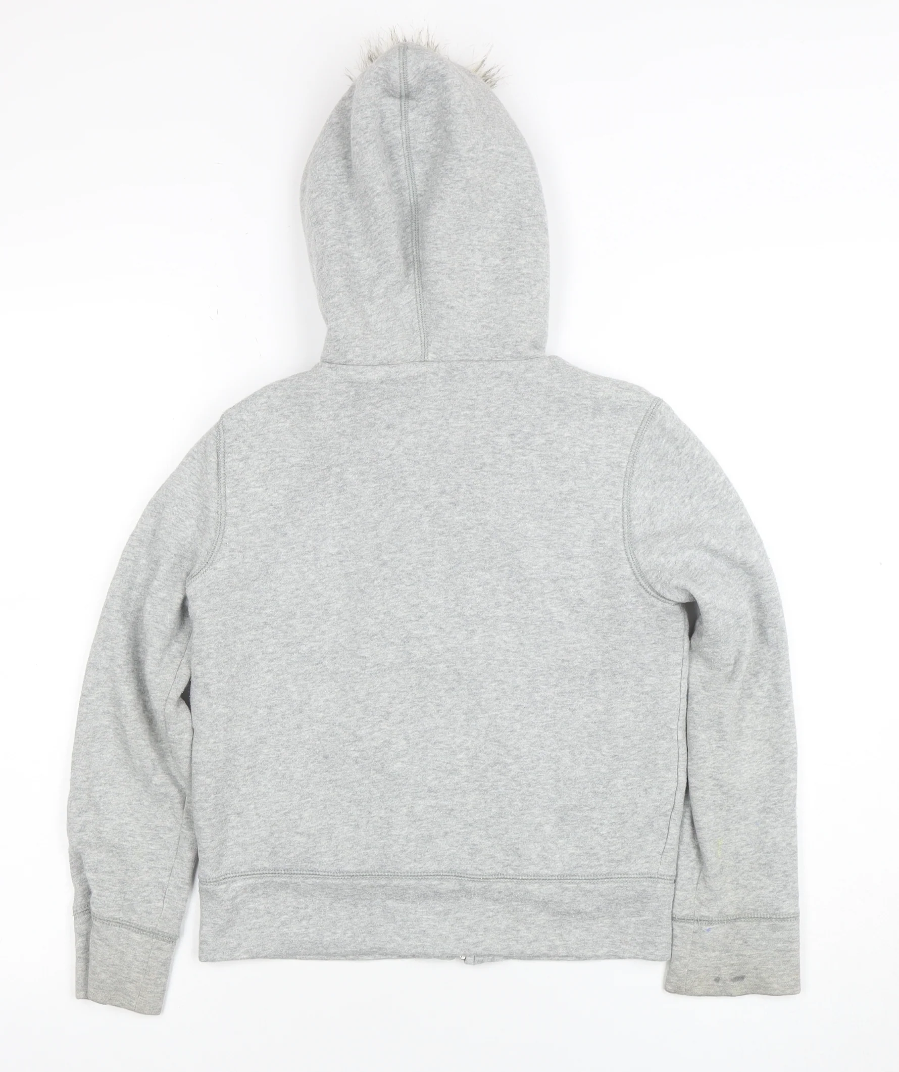 GAP Girls Grey Fur Trim Full Zip Hoodie Size M - Image 3