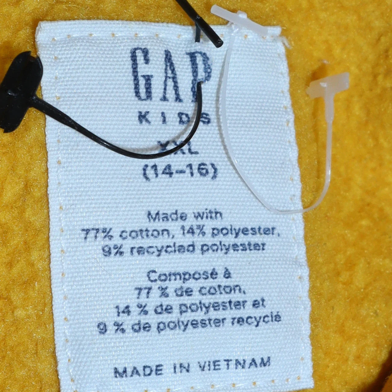 GAP Kids Boys Yellow Pullover Hoodie XL 14-16 Cotton Blend Sweatshirt - Image 5
