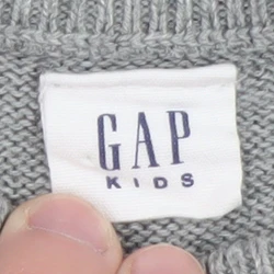 GAP Kids Girls Grey Striped Knit Sweater Dress XXL Long Sleeve Cotton Blend - Image 4