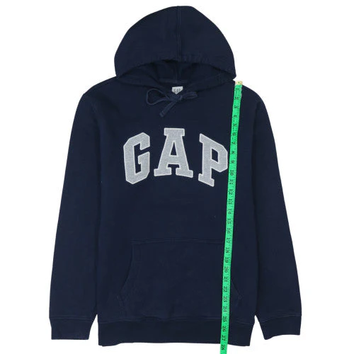 GAP Men Blue Pullover Hoodie L Fleece Logo Regular Fit - Image 2