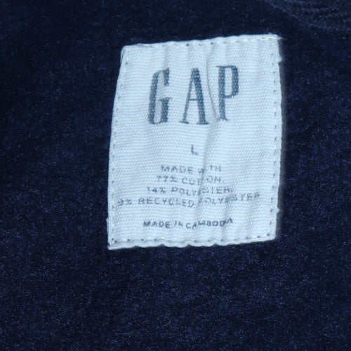 GAP Men Blue Pullover Hoodie L Fleece Logo Regular Fit - Image 6