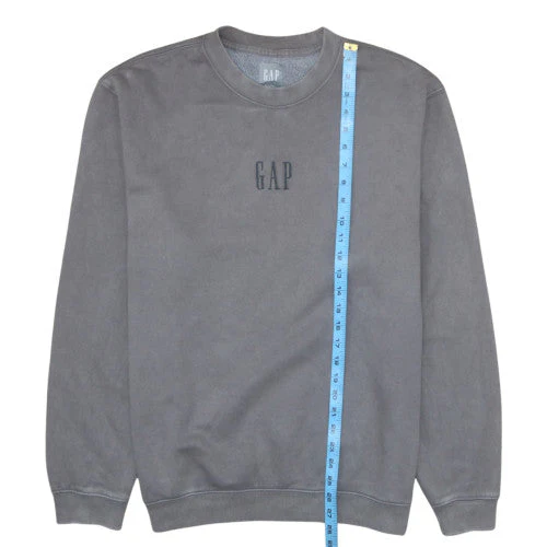 GAP Men Grey Logo Crew Neck Fleece L Pullover Sweatshirt - Image 2