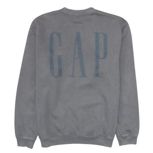 GAP Men Grey Logo Crew Neck Fleece L Pullover Sweatshirt - Image 4