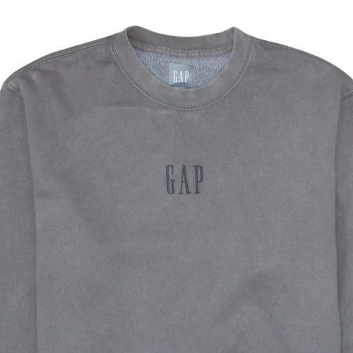 GAP Men Grey Logo Crew Neck Fleece L Pullover Sweatshirt - Image 8