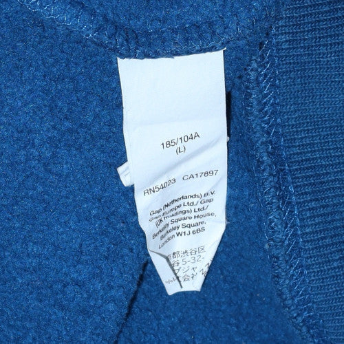 GAP Men’s Blue Pullover Hoodie L Classic Logo Fleece Sweatshirt - Image 6