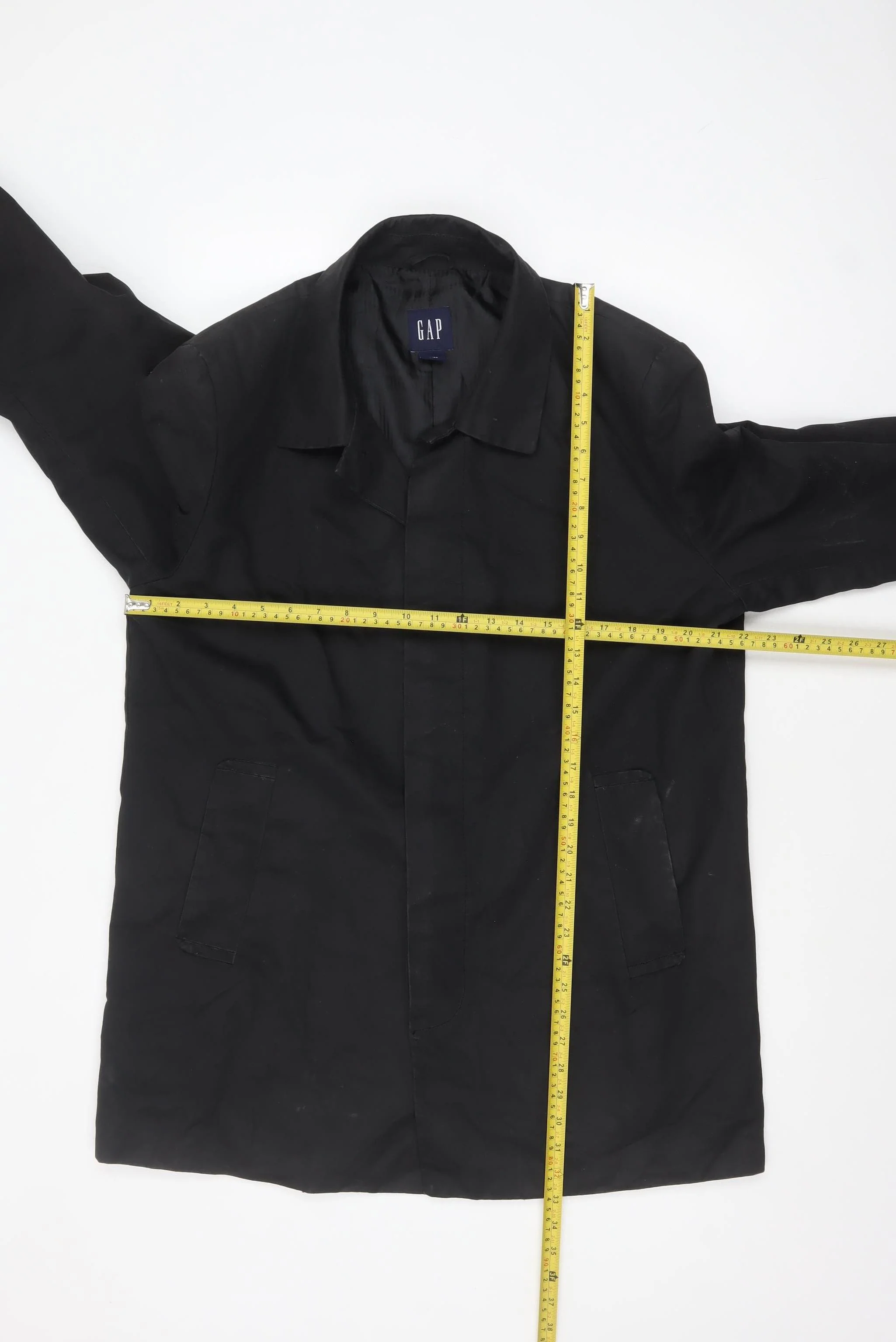 GAP Men's Black Cotton Overcoat XL Mid-Length Belted Trench Style - Image 2