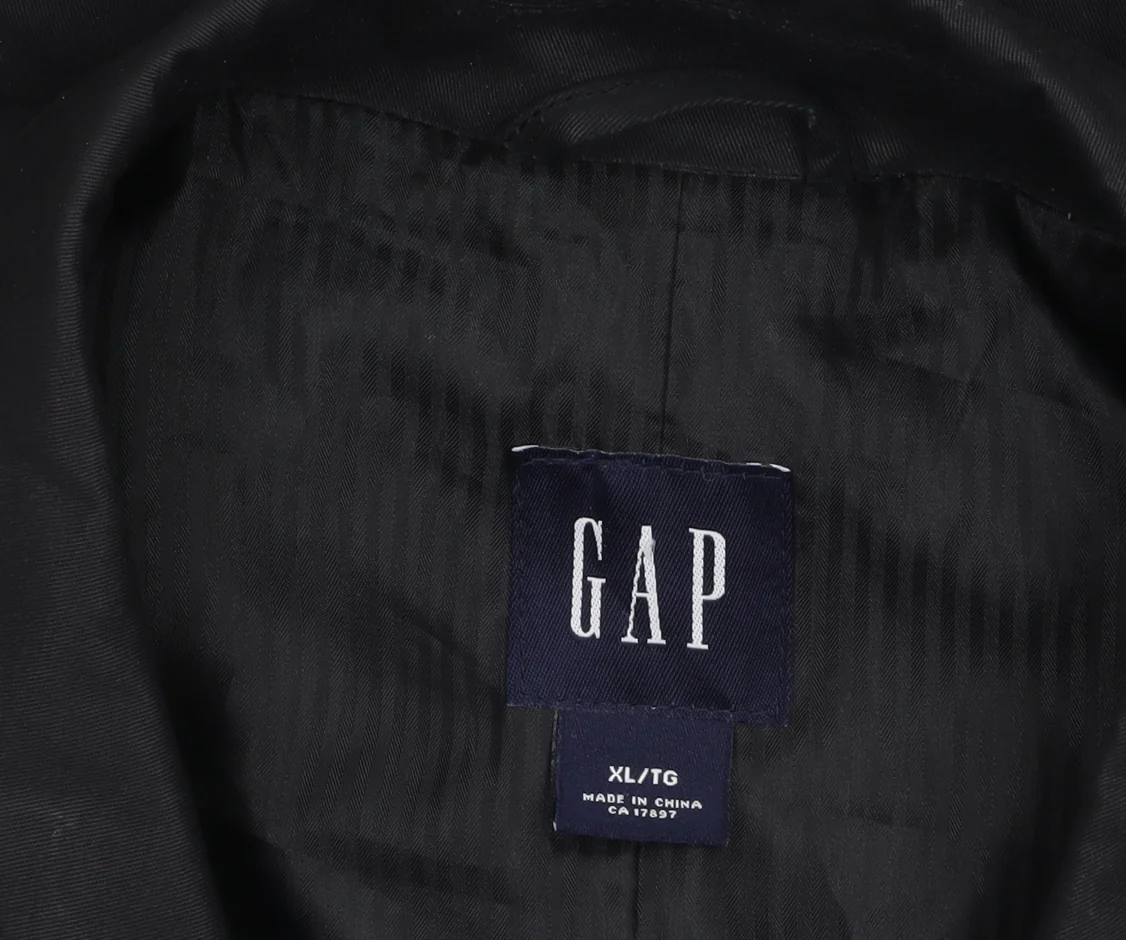 GAP Men's Black Cotton Overcoat XL Mid-Length Belted Trench Style - Image 5