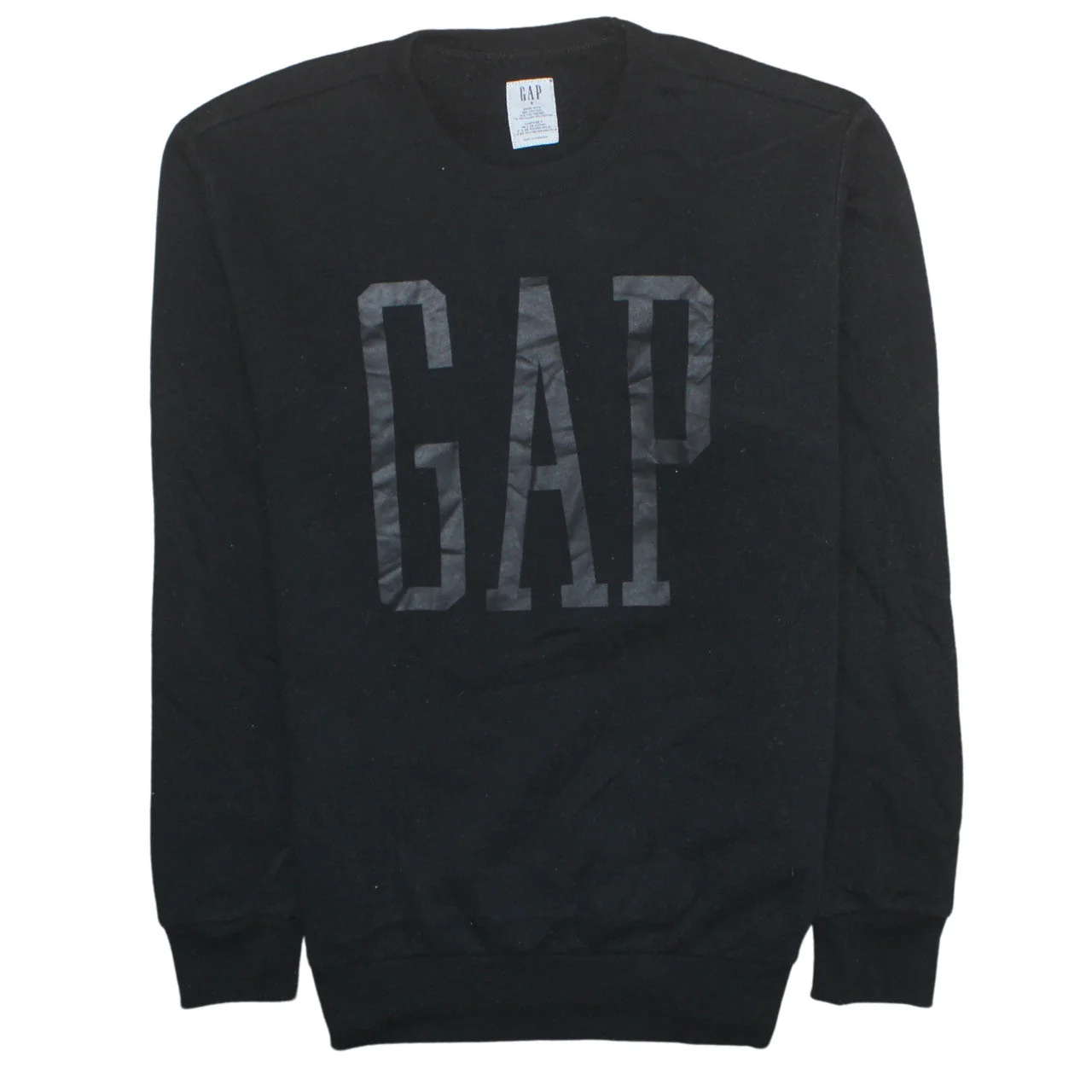 GAP Mens Black Crew Neck Logo Pullover Sweatshirt Size S