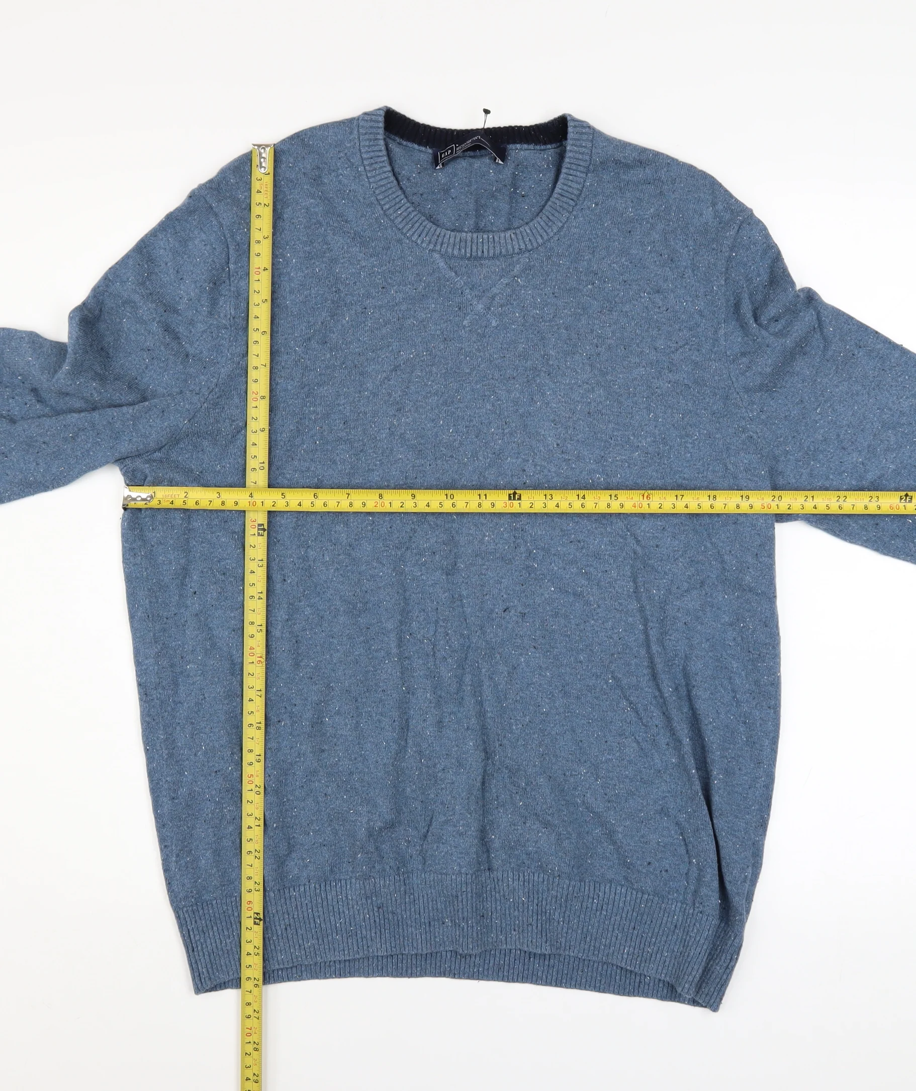 GAP Men's Blue Cotton Cashmere Crew Neck Jumper Size L - Image 2