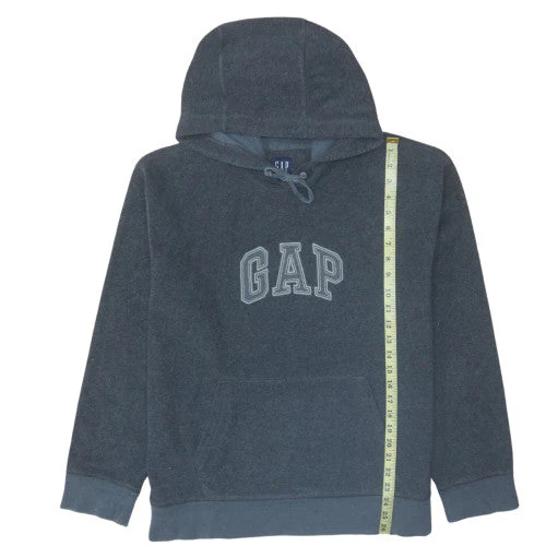 GAP Men's Blue Pullover Hoodie L Fleece Logo Sweatshirt - Image 3