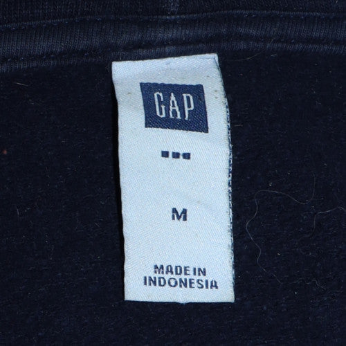 GAP Men's Blue Pullover Hoodie M Embroidered Logo Fleece Sweatshirt - Image 5