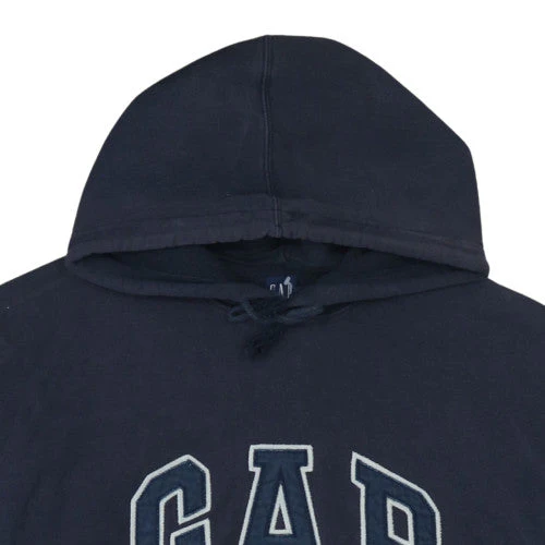 GAP Men's Blue Pullover Hoodie M Fleece Cotton Logo Sweatshirt - Image 7