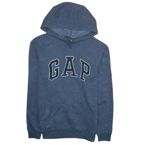 GAP Mens Blue Pullover Hoodie M Logo Fleece Sweatshirt