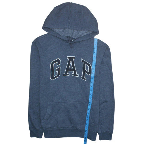 GAP Mens Blue Pullover Hoodie M Logo Fleece Sweatshirt - Image 3