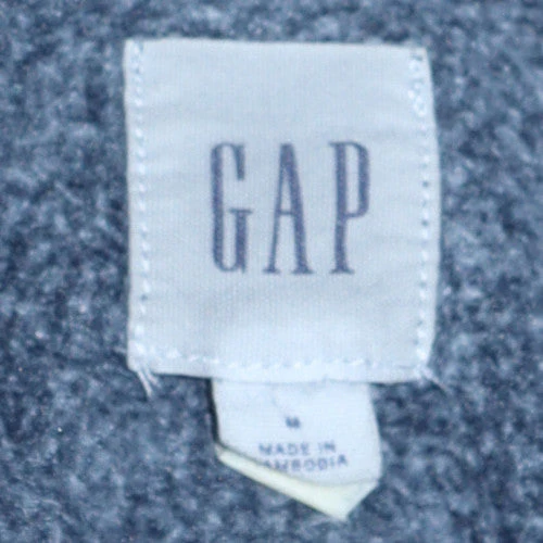 GAP Mens Blue Pullover Hoodie M Logo Fleece Sweatshirt - Image 4