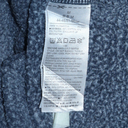GAP Mens Blue Pullover Hoodie M Logo Fleece Sweatshirt - Image 5