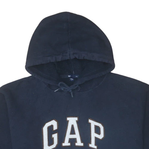 GAP Men's Blue Pullover Hoodie Medium Fleece Logo Sweatshirt - Image 8