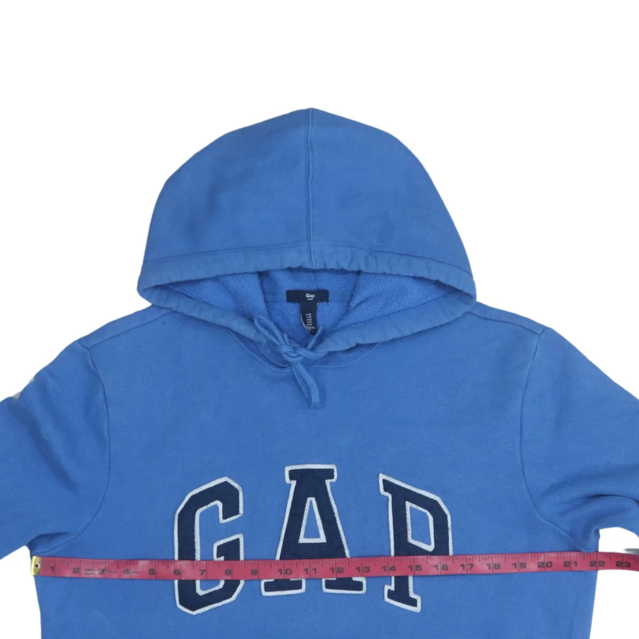 GAP Mens Blue Pullover Hoodie Medium Fleece Logo Sweatshirt - Image 2