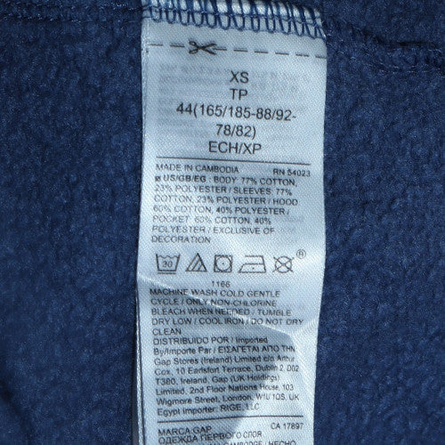 GAP Mens Blue Pullover Hoodie XS Regular Fit Fleece Sweatshirt - Image 5