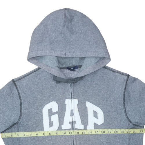 GAP Men's Grey Full Zip Hoodie L Logo Fleece Sweatshirt - Image 3