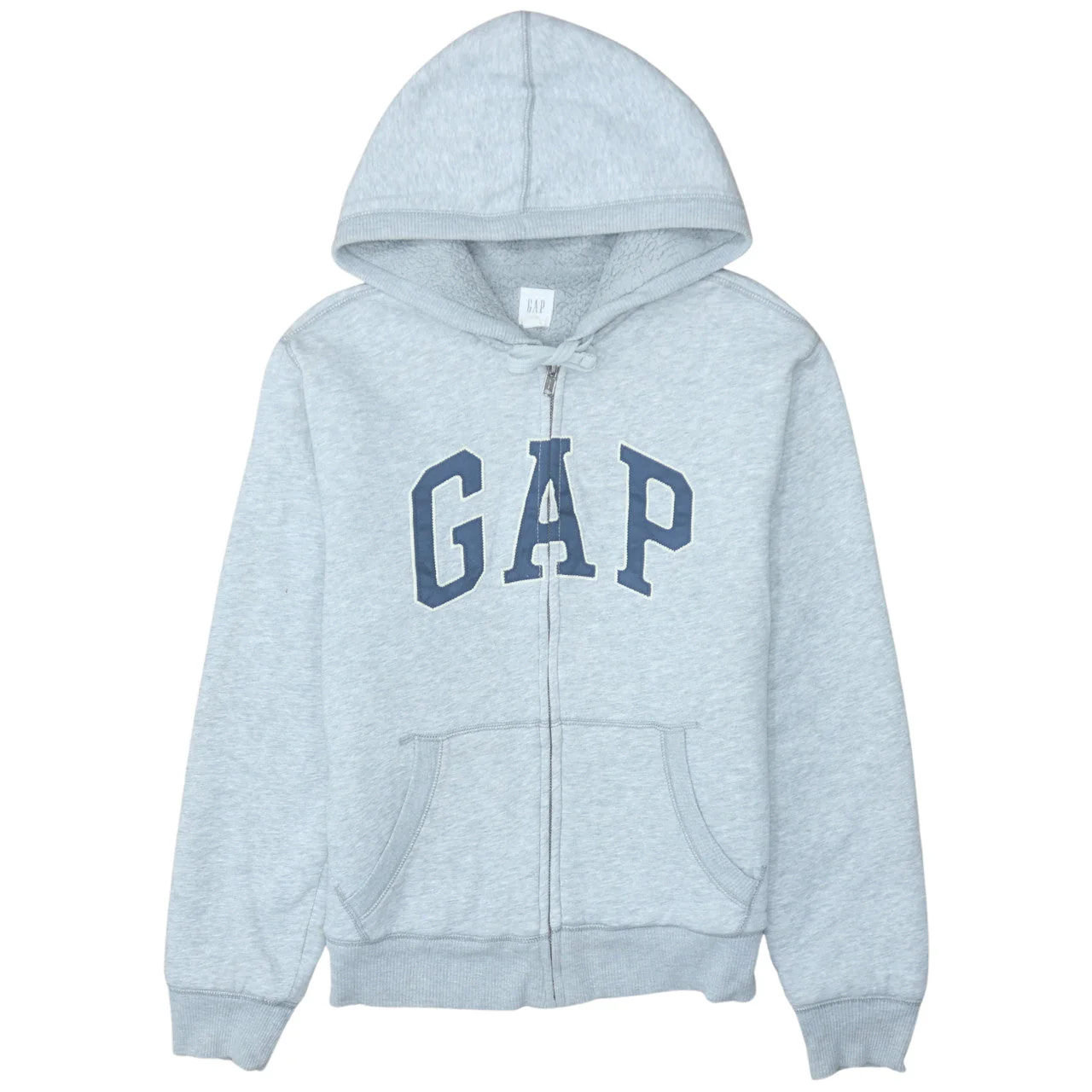 GAP Men's Grey Full Zip Hoodie M Fleece Lined Classic Logo