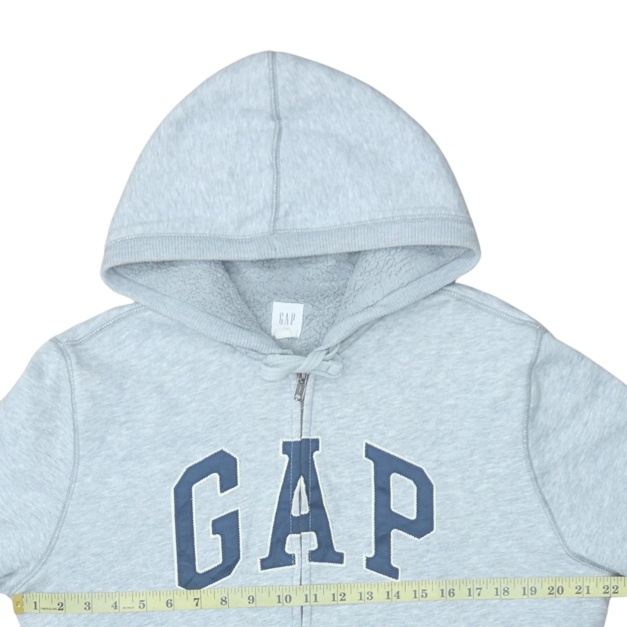 GAP Men's Grey Full Zip Hoodie M Fleece Lined Classic Logo - Image 2