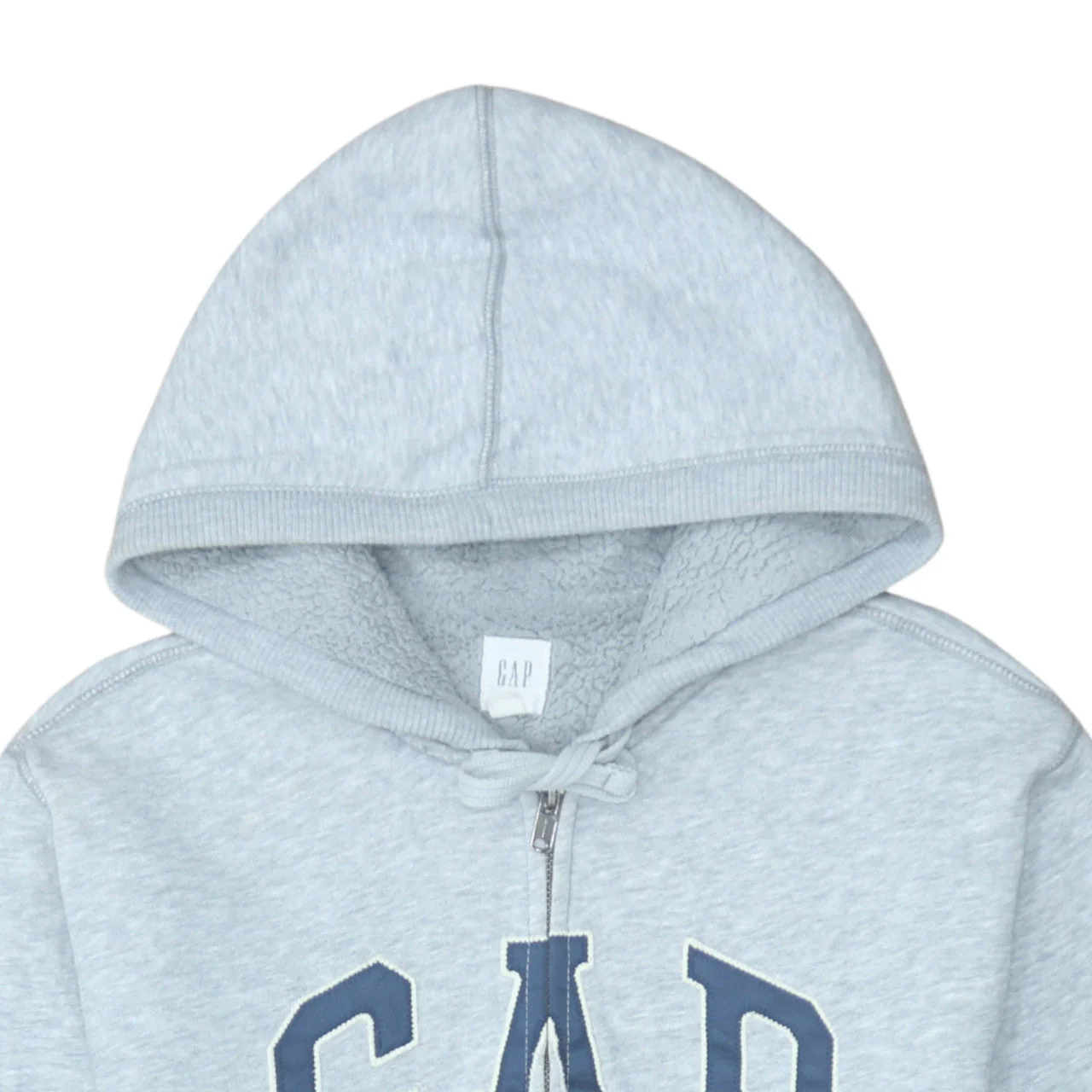 GAP Men's Grey Full Zip Hoodie M Fleece Lined Classic Logo - Image 8