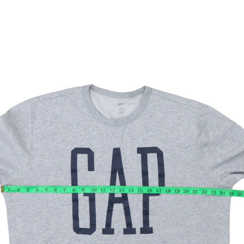 GAP Men's Grey Logo Crew Neck Sweatshirt L Classic Fit - Image 3