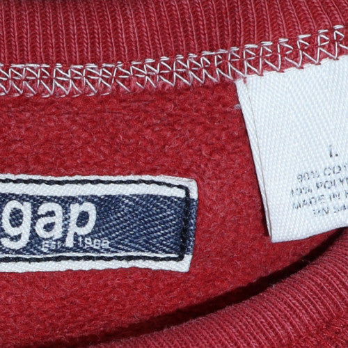 GAP Men's Red Crew Neck Logo Sweatshirt Size L Classic Fit Cotton - Image 5