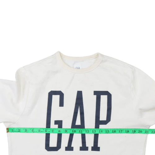 GAP Men's White Logo Pullover Sweatshirt M Regular Fit Fleece - Image 2