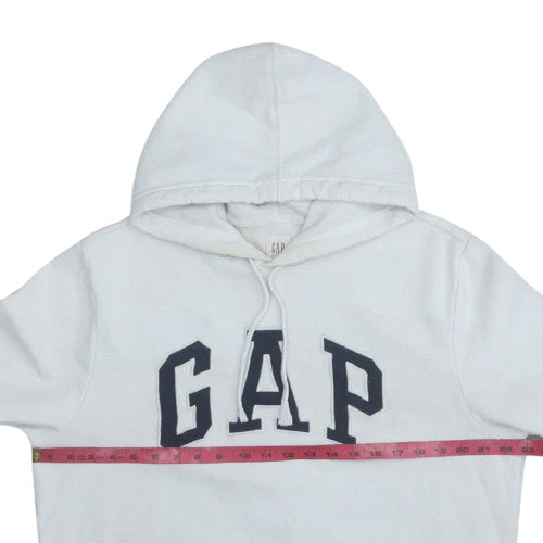 GAP Mens White Pullover Hoodie L Logo Fleece Sweatshirt - Image 2