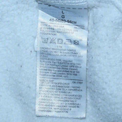 GAP Mens White Pullover Hoodie L Logo Fleece Sweatshirt - Image 6