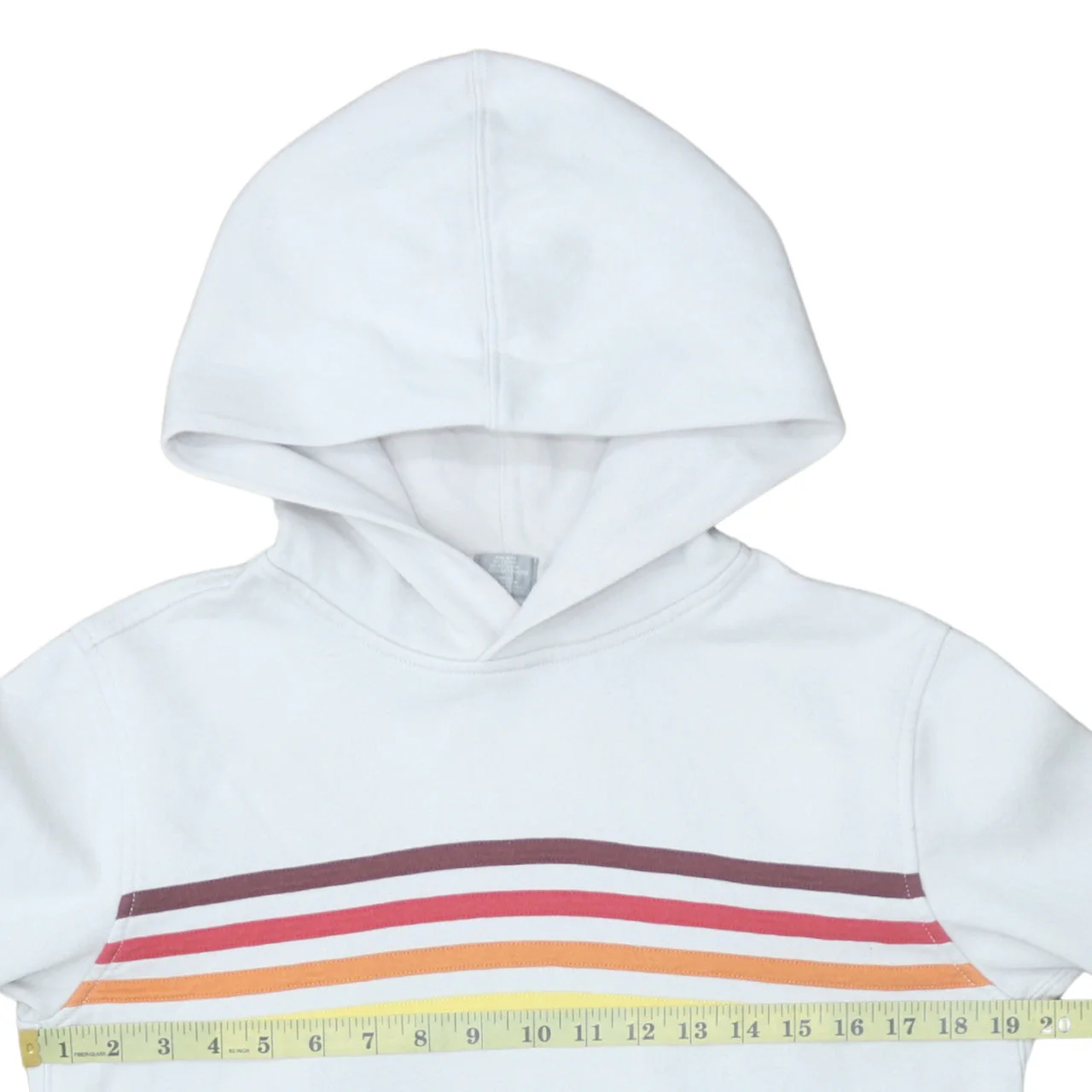GAP Teens White Pullover Hoodie XS Retro Striped Fleece Sweatshirt - Image 2