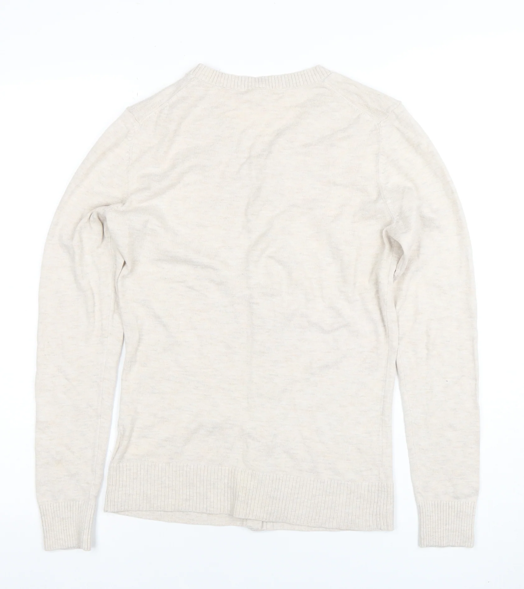 GAP Women Beige Cotton Blend Crew Neck Cardigan Size S - Image 3