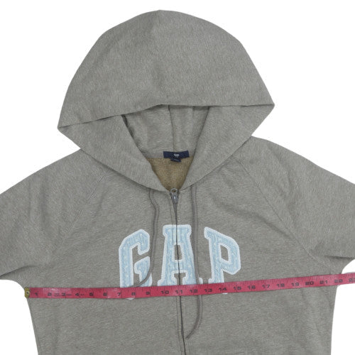 GAP Women Grey Full Zip Hoodie 2XL Logo Fleece Lined Casual - Image 2