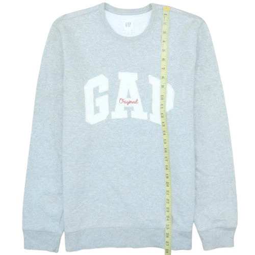 GAP Women Grey Logo Crew Neck Pullover Sweatshirt Size L - Image 3