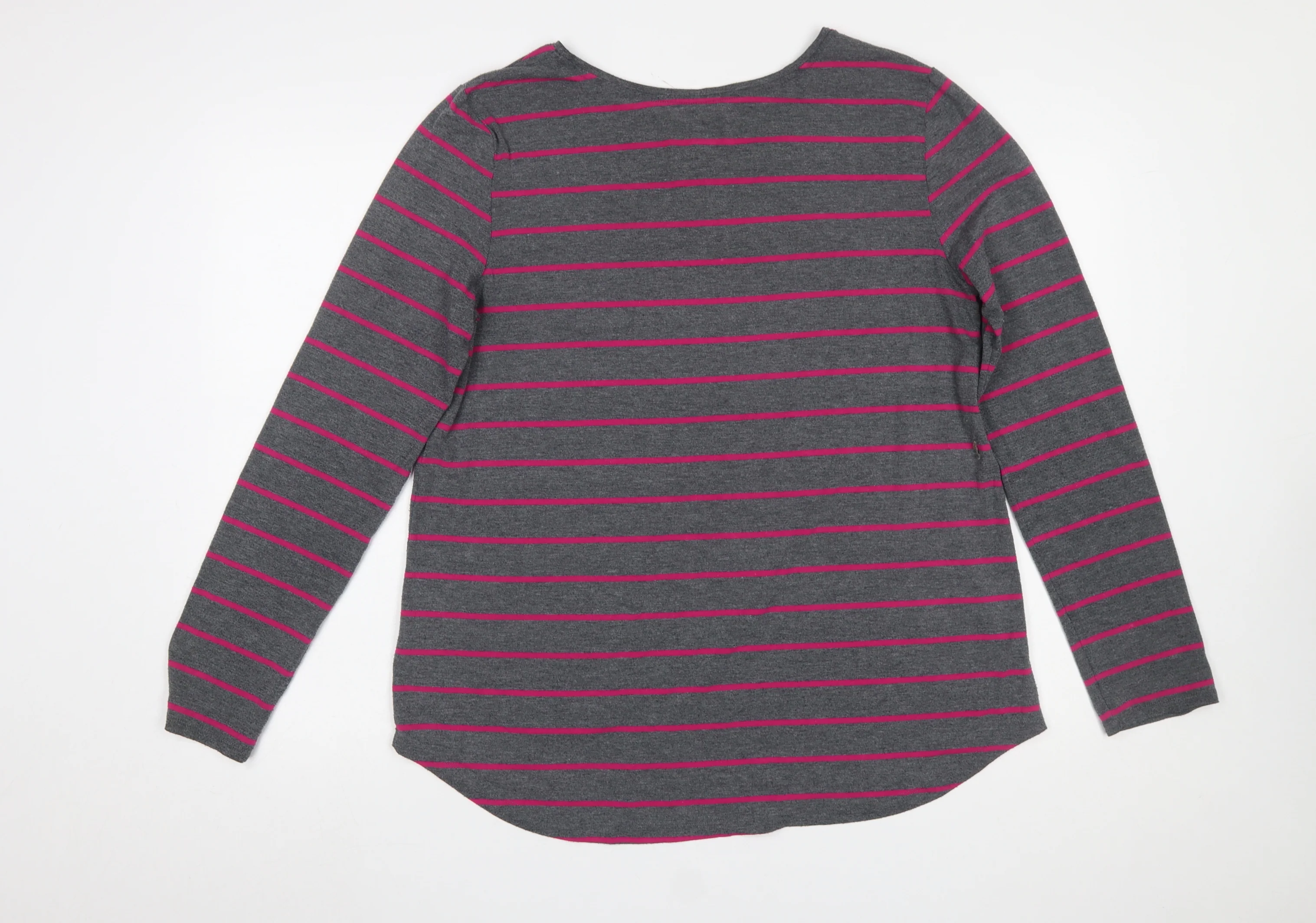 Gap Women Grey Pink Stripe Long Sleeve Luxe T-Shirt Size 14 - Image 3