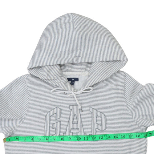 GAP Women Grey Striped Pullover Hoodie M Hooded Casual Sweatshirt - Image 2