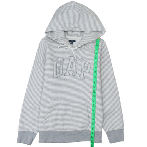 GAP Women Grey Striped Pullover Hoodie M Hooded Casual Sweatshirt - Image 3