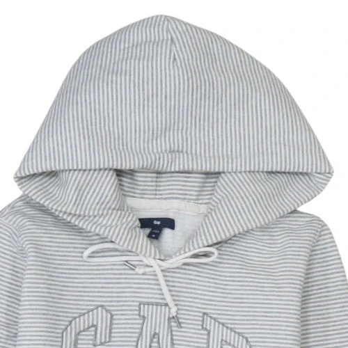 GAP Women Grey Striped Pullover Hoodie M Hooded Casual Sweatshirt - Image 8