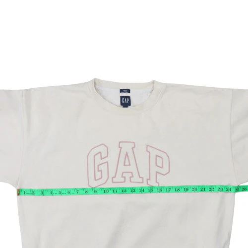 GAP Women Ivory Oversized Crew Neck Sweatshirt Size S Classic Logo - Image 2