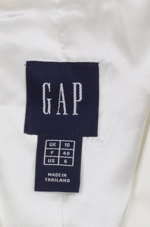 GAP Women Ivory Tailored One-Button Blazer UK 10 Cotton Blend - Image 4