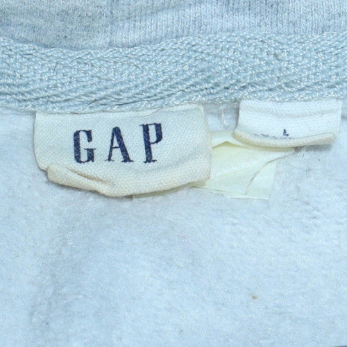 GAP Women Light Grey Full Zip Hoodie Large Cotton Blend Logo - Image 5