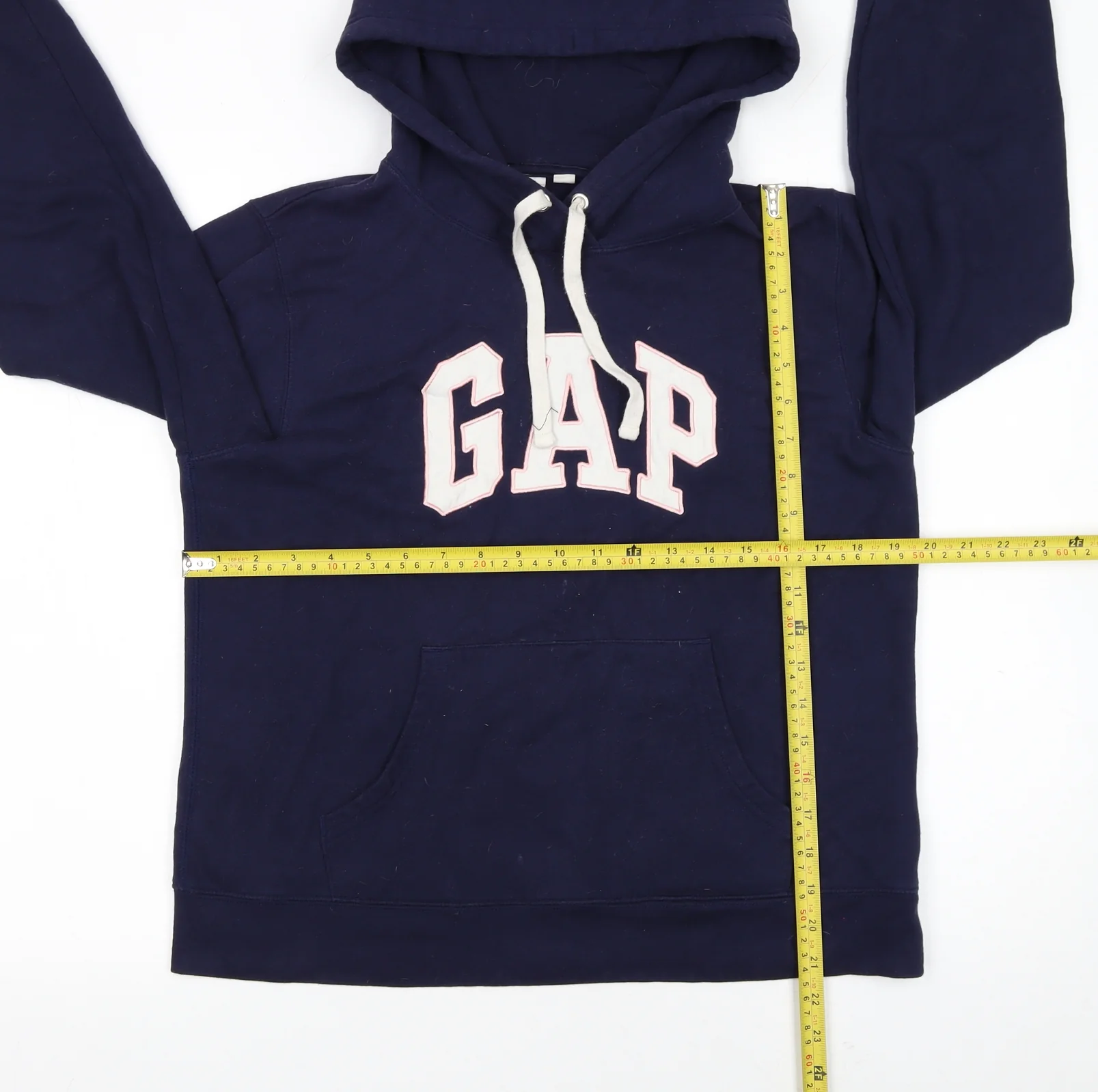GAP Women Navy Blue Medium Pullover Hoodie with Logo Print - Image 2
