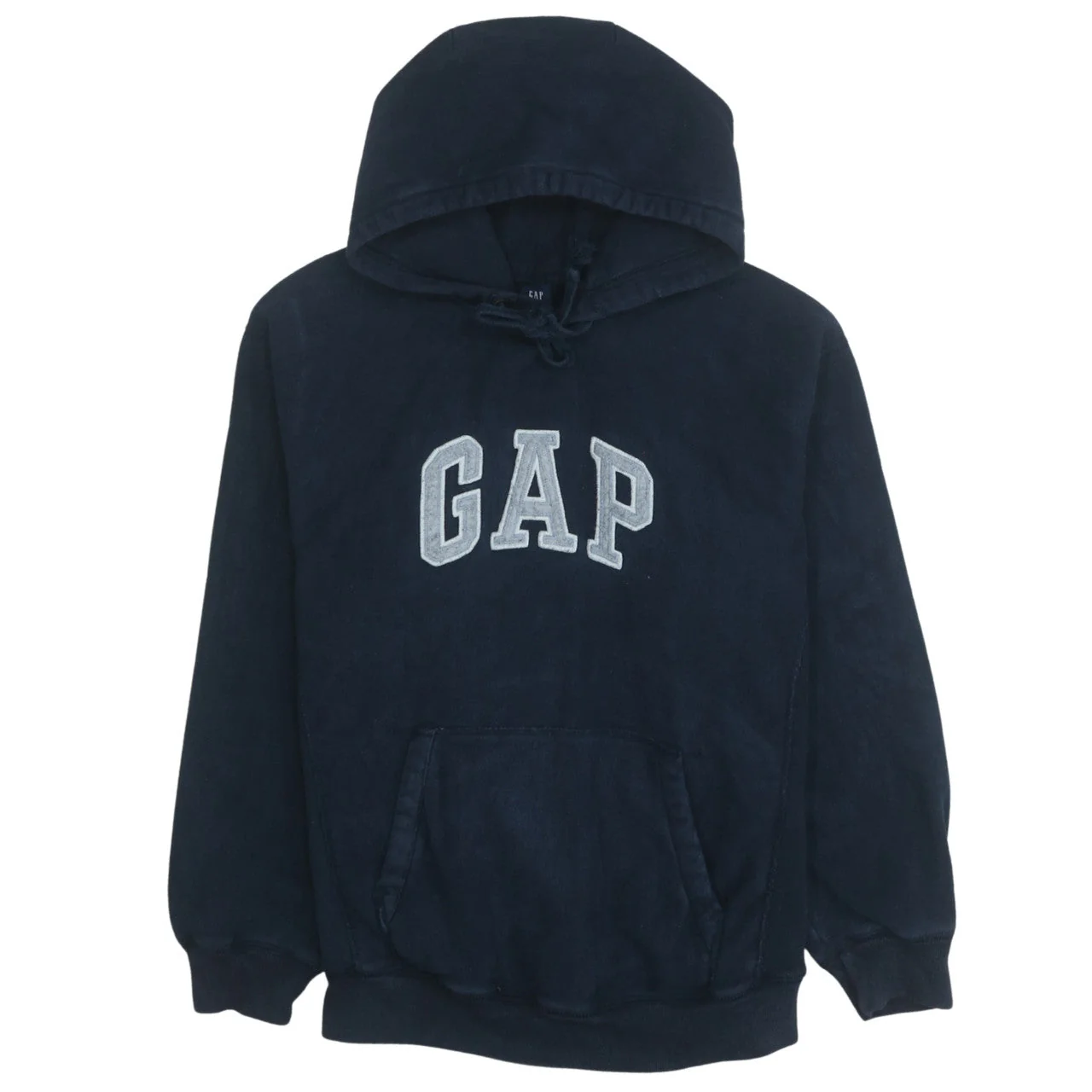 GAP Women Navy Blue Pullover Hoodie S Logo Embroidered Casual