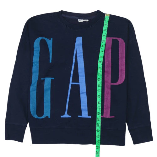 GAP Women Navy Blue XS Pullover Sweatshirt with Logo Print - Image 3