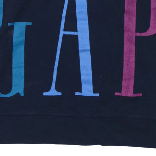 GAP Women Navy Blue XS Pullover Sweatshirt with Logo Print - Image 7