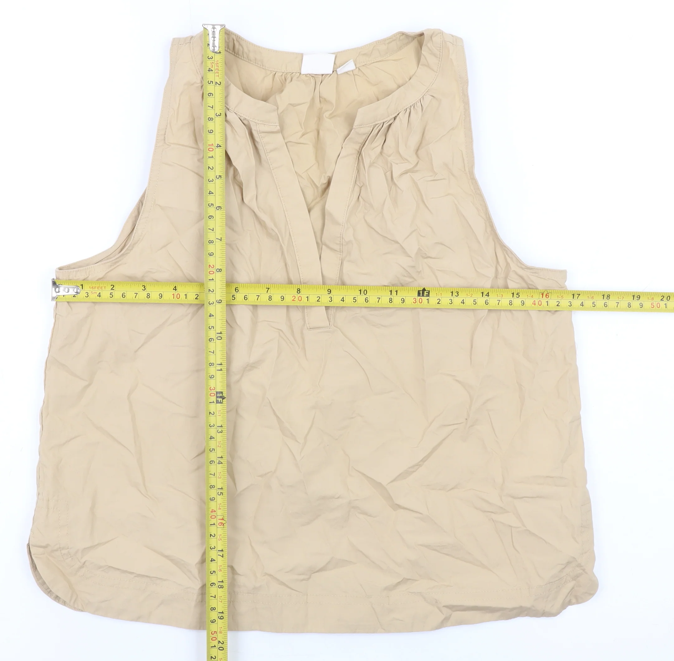 GAP Women’s Beige Sleeveless V-Neck Cotton Top XS Casual Summer - Image 2